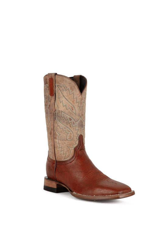 Cedar Smooth Ostrich - Square Toe - Brandy